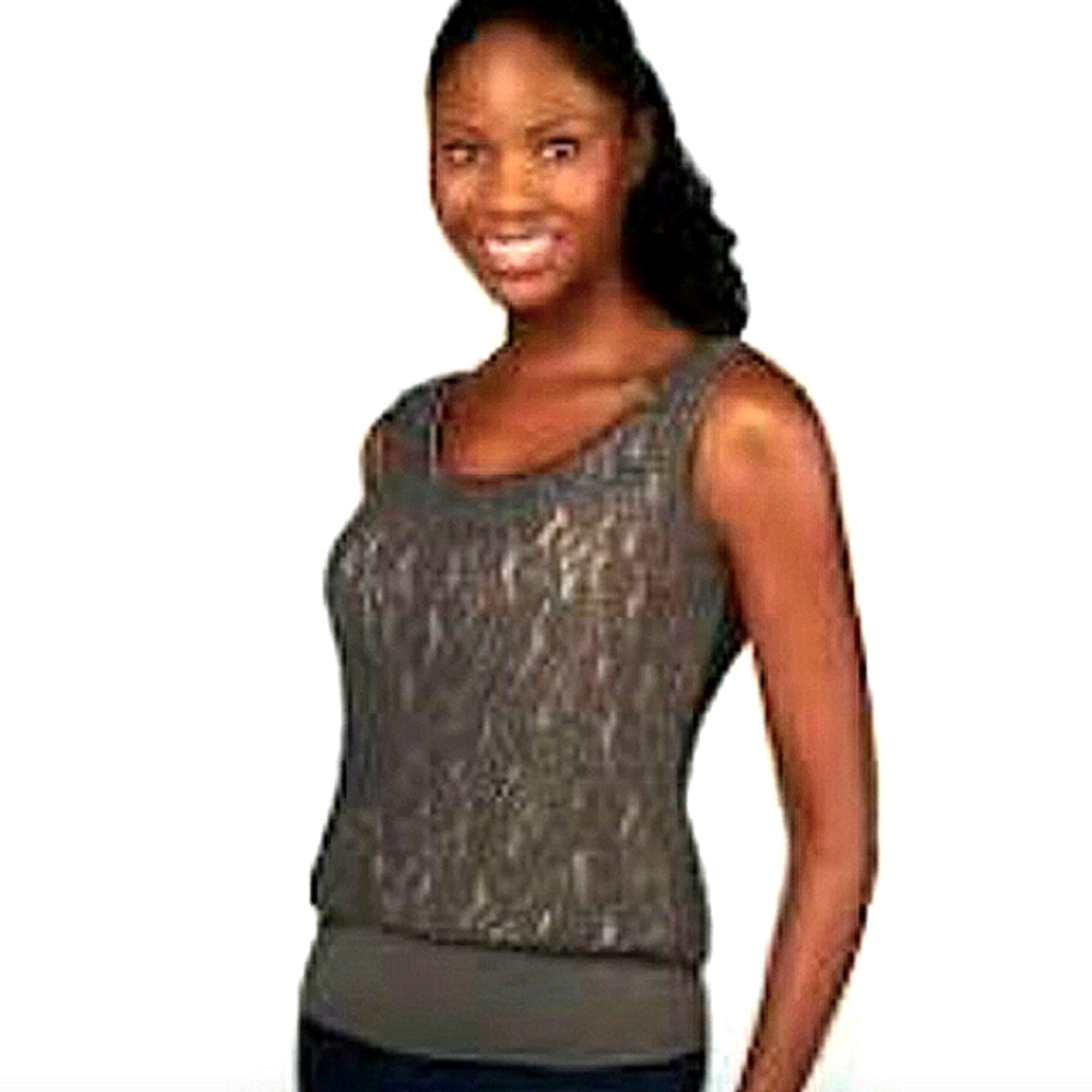 - UNDER COVER AGENT LINED GRAY LACE TANK